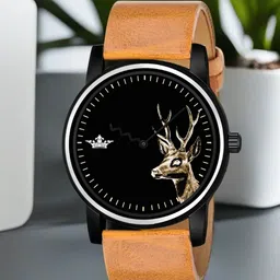 LOREM Men Black Embellished Dial & Orange Leather Straps Analogue Watch LR69-image-45