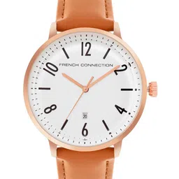 French Connection Men Embellished Dial & Leather Straps Analogue Watch FC155BR-W-image-3