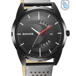 Sonata Men Brass Dial & Leather Textured Straps Analogue Watch-image-21