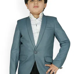 SG YUVRAJ Boys Navy Blue & White Self Design Single-Breasted Regular-Fit Formal Blazer-picture-25