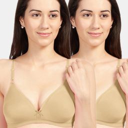 Sonari Women Pack Of 2 Nude Solid Non Padded Everyday Bra-24