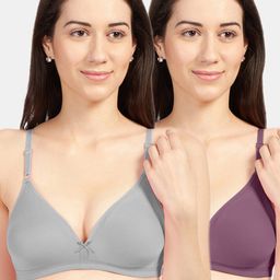 Sonari Pack Of 2 Grey & Burgundy Bra-44