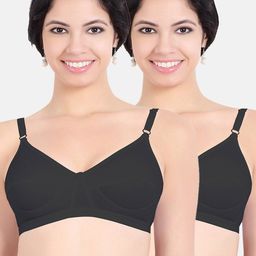 Sonari Pack Of 2 Black Non-Padded Cotton Regular Bra-picture-14