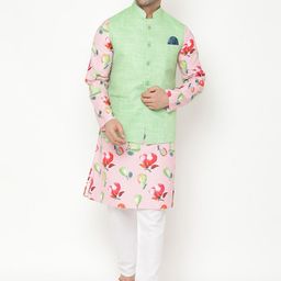 Hangup Men Pink Kurta with Pyjamas-25