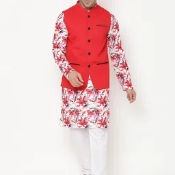 Hangup Men Floral Printed Kurta with Pyjamas-10
