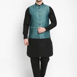 Hangup Men Linen Kurta with Pyjamas-42