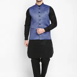 Hangup Men Linen Pathani Kurta with Pyjama & Nehru Jacket-43