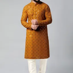 TheEthnic.Co Ethnic Motifs Embroidered Regular Mirror Work Kurta with Pyjamas-picture-7