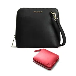 DailyObjects Multicoloured Leather Structured Sling Bag with Zip Wallet-19