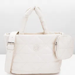 Lino Perros Women Geometric Textured Structured Handheld Bag with Quilted Detail-6