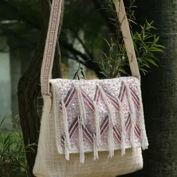 Anekaant Embellished Lace Sling Bag with Tasselled-31