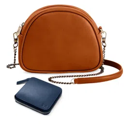 DailyObjects Leather Structured Sling Bag with Zip Wallet-11