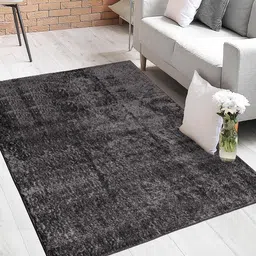 Saral Home Grey Solid Cotton Shaggy Carpet-image-27
