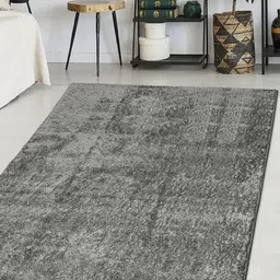 Saral Home Grey Solid Cotton Shaggy Carpet-image-44