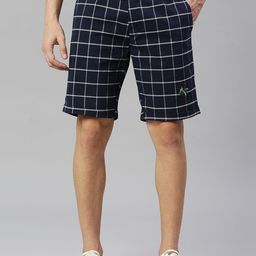 Thomas Scott Men Checked Cotton Slim Fit Knee Length Shorts-image-75
