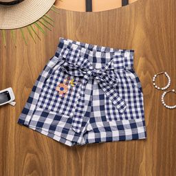 Purple United Kids Girls Checked Technology Shorts-image-82