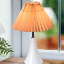 homesake Farmhouse Matt Table Lamp with Pleated Jute Inverto Shade-picture-8