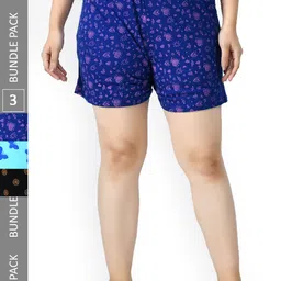 IndiWeaves Women Pack Of 4 Printed High-Rise Pure Cotton Shorts-14