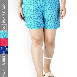 IndiWeaves Women Pack Of 3 Printed High-Rise Shorts-19