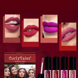 CurlyTales Set of 4 Weightless Matte Liquid Lipsticks 3 ml Each - Shade 14, 03, 04, 10-28