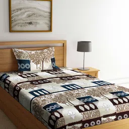 Arrabi Multicoloured Graphic 300 TC Single Bedsheet with 1 Pillow Covers-74