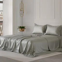 Stoa Paris Date Night Collection Grey 300 TC King Bedsheet With 2 Pillow Covers-image-54