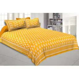 BED-SHEET.COM White Ethnic Motifs 144 TC Pure Cotton King Bedsheet With 2 Pillow Covers-image-9