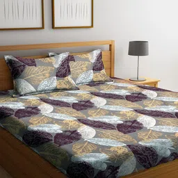 Arrabi Multicoloured Floral Printed 300 TC King Bedsheet with 2 Pillow Covers-13