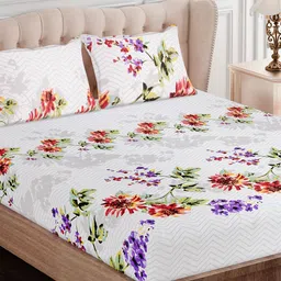 SEJ by Nisha Gupta Floral 180 TC King Bedsheet with 2 Pillow Covers-image-55