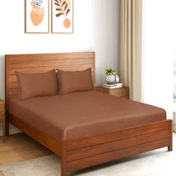 Saral Home Brown Ethnic Motifs Cotton 210 TC King Bedsheet with 2 Pillow Covers-image-50