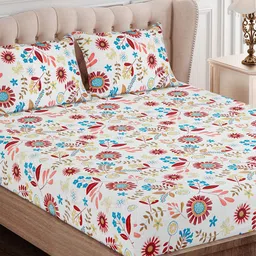 SEJ by Nisha Gupta Floral 144 TC Queen Bedsheet with 2 Pillow Covers-image-18