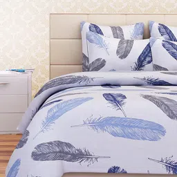 SEJ by Nisha Gupta  White & Blue 160 TC Cotton Double Bedsheet with 2 Pillow Covers-picture-29