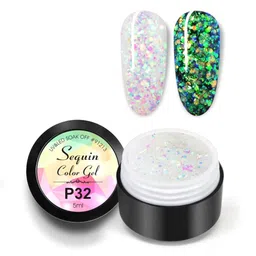 VENALISA Peacock Foil Sequin Gel Glitter Color Gel Nail Polish 5 ml - P32-image-85