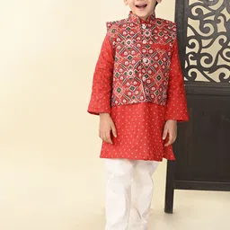 Superminis Boys Ethnic Motifs Printed Regular Pure Cotton Kurta with Pyjamas-56
