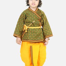 BownBee Boys Printed Angrakha Pure Cotton Kurta with Dhoti Pants-44