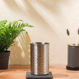 Nautica Silver-Toned  Textured Elegant Stainless Steel Tooth Brush Holder-58