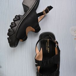 Ronnie Grey PU Block with Buckles-12