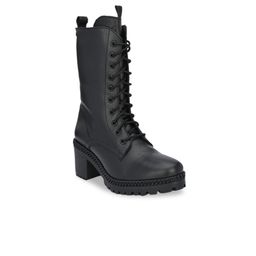 Delize Black High-Top Block Heeled Boots-49
