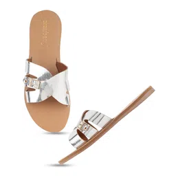 Anouk Textured Buckle Detailed Open Toe Flats-59