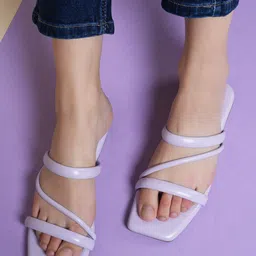 DressBerry Purple Strappy Open Toe Flats-23