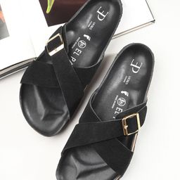 El Paso Open Toe Flats with Buckles-image-42