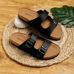 Truffle Collection Buckle Detail Open Toe Flats-image-32
