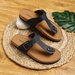 Truffle Collection Buckle Detail Open Toe Flats-97