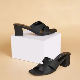 Forever Glam by Pantaloons Shimmered Cross Strap Block Heels-39