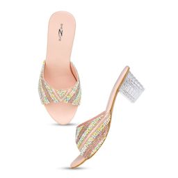 Shezone Embellished Open Toe Block Heels image 5