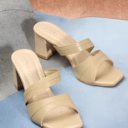 ICONICS Open Toe Block Heels-45