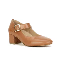 Bata Round Toe Block Heel Pumps-12