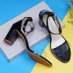 Misto Black PU Block Heels-44