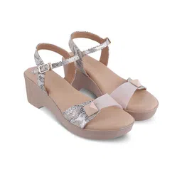 Tresmode Textured Open Toe Backstrap Platform Heels-56