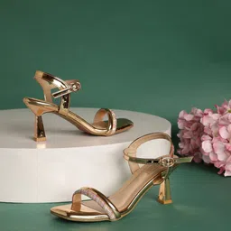 Truffle Collection Embellished Open Toe Backstrap Block Heels-11